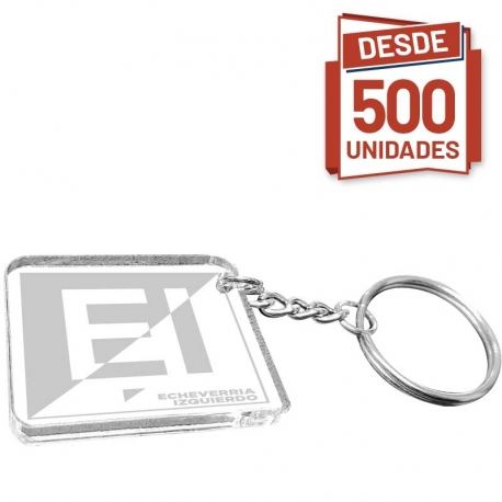 Llavero de acrílico cuadrado con grabado láser 3,5x3,5 cms pack desde 500 unidades