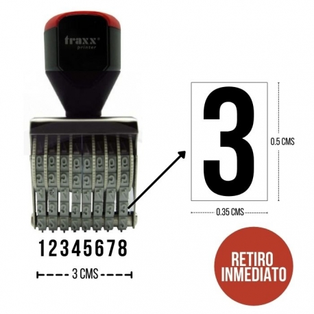Foliador (numerador) Manual Traxx de 8 dígitos (N04-08) Foliador (numerador) Manual Traxx de 8 dígitos (N04-08)