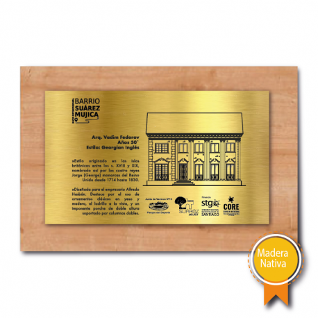 Placa conmemorativa MEGA soporte de madera - Incluye grabado láser