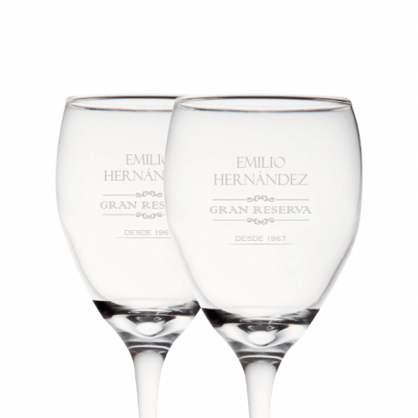 2 Copas de Vino Versalles mas caja de presentación y grabado láser 