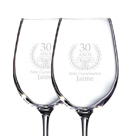 2 Copas de Vino Grands Vins 47 mas caja de presentación, Incluye grabado láser 