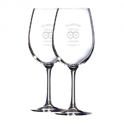 2 Copas de Vino Grands Vins 58 mas caja de presentación, Incluye grabado láser 