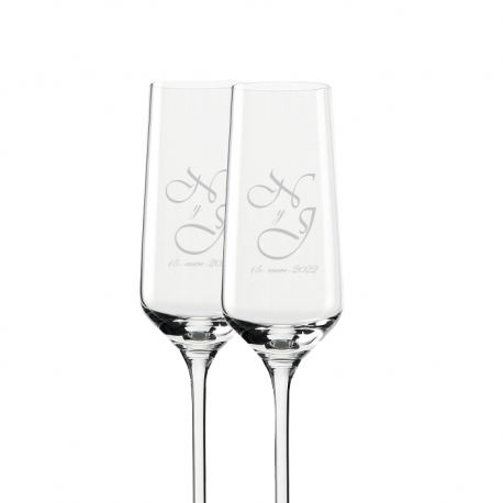 2 Copas para Espumante y/o Champagne 200 ml - Modelo Revolution - Incluye Grabado láser