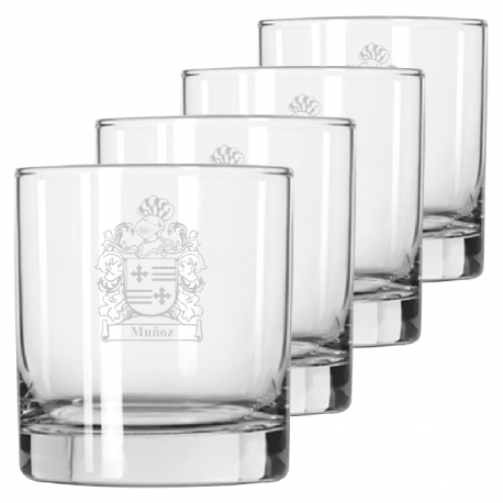 4 Vasos de Whisky bajo 32 Premier mas caja de presentación 