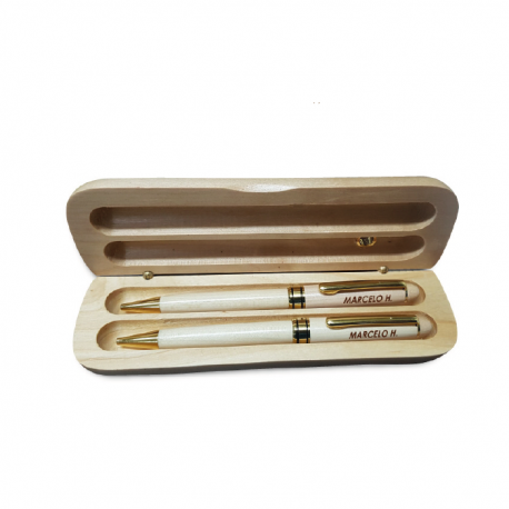 Lápiz grabado en caja de bambú con 2 lápices grabado láser Pack de 100 cajas