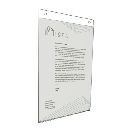 Porta Gráfica tamaño A4 Vertical - Producto para muro con doble capa acrílica
