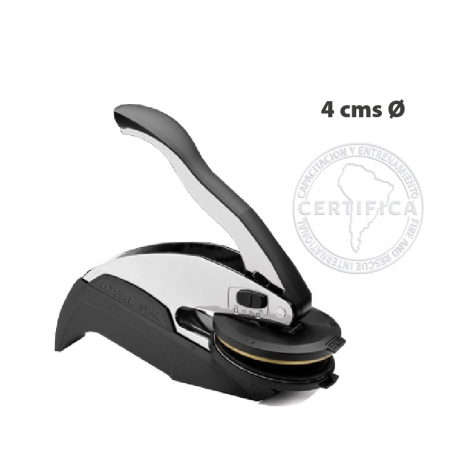 Timbre de Agua o Sello Seco de 4 cms de diámetro + 10 etiquetas autoadhesivas de regalo