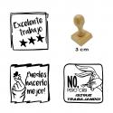 Set timbres de goma con diseños para evaluación de actividades - 3 unidades - Ideal para uso escolar y doméstico - Modelo A
