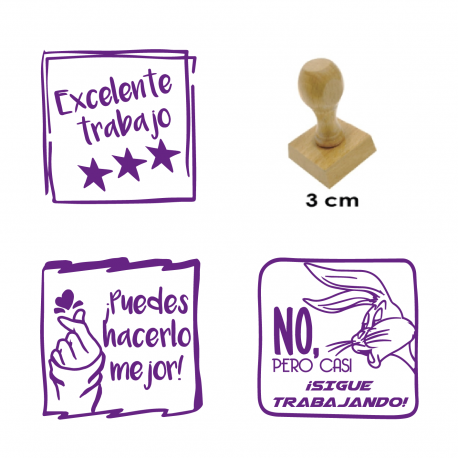 Set timbres de goma con diseños para evaluación de actividades - 3 unidades - Ideal para uso escolar y doméstico - Modelo A Set timbres de goma con diseños para evaluación de actividades - 3 unidades - Ideal para uso escolar y doméstico - Modelo A