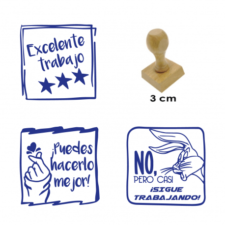 Set timbres de goma con diseños para evaluación de actividades - 3 unidades - Ideal para uso escolar y doméstico - Modelo A Set timbres de goma con diseños para evaluación de actividades - 3 unidades - Ideal para uso escolar y doméstico - Modelo A