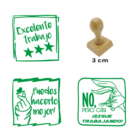 Set timbres de goma con diseños para evaluación de actividades - 3 unidades - Ideal para uso escolar y doméstico - Modelo A Set timbres de goma con diseños para evaluación de actividades - 3 unidades - Ideal para uso escolar y doméstico - Modelo A