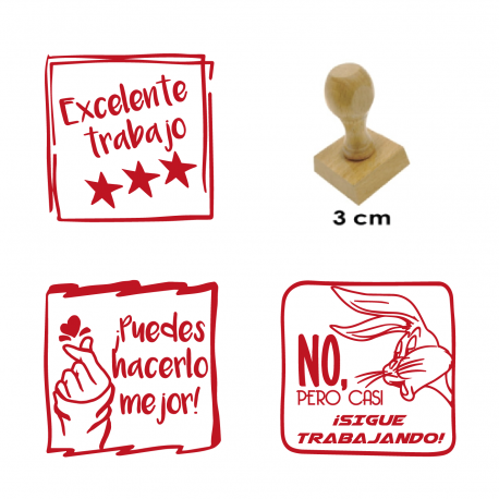 Set timbres de goma con diseños para evaluación de actividades - 3 unidades - Ideal para uso escolar y doméstico - Modelo A Set timbres de goma con diseños para evaluación de actividades - 3 unidades - Ideal para uso escolar y doméstico - Modelo A