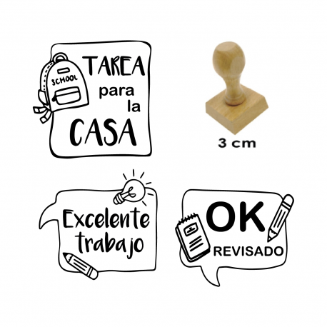 Set timbres de goma con diseños para evaluación de actividades - 3 unidades - Ideal para uso escolar y doméstico - Modelo B Set timbres de goma con diseños para evaluación de actividades - 3 unidades - Ideal para uso escolar y doméstico - Modelo B