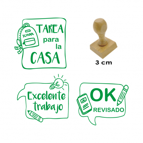Set timbres de goma con diseños para evaluación de actividades - 3 unidades - Ideal para uso escolar y doméstico - Modelo B Set timbres de goma con diseños para evaluación de actividades - 3 unidades - Ideal para uso escolar y doméstico - Modelo B
