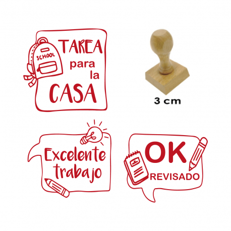 Set timbres de goma con diseños para evaluación de actividades - 3 unidades - Ideal para uso escolar y doméstico - Modelo B Set timbres de goma con diseños para evaluación de actividades - 3 unidades - Ideal para uso escolar y doméstico - Modelo B
