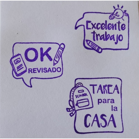 Set timbres de goma con diseños para evaluación de actividades - 3 unidades - Ideal para uso escolar y doméstico - Modelo B Set timbres de goma con diseños para evaluación de actividades - 3 unidades - Ideal para uso escolar y doméstico - Modelo B
