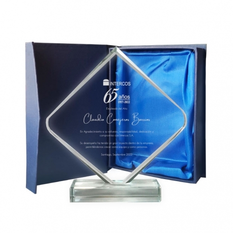 Galvano de Cristal Rombo curvo mediano - Incluye grabado láser y caja de presentación - Descuentos por cantidad Galvano de Cristal Rombo curvo mediano - Incluye grabado láser y caja de presentación - Descuentos por cantidad