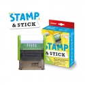 Timbre Stamp & Stick Trodat con textos e iconos para configurar y cambiar como quieras - Con tinta textil, etiquetas y cinta adherible