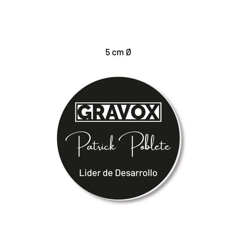 Pack Timbre de Bolsillo Traxx 3,8 x 1,4 cms + Piocha de identificación