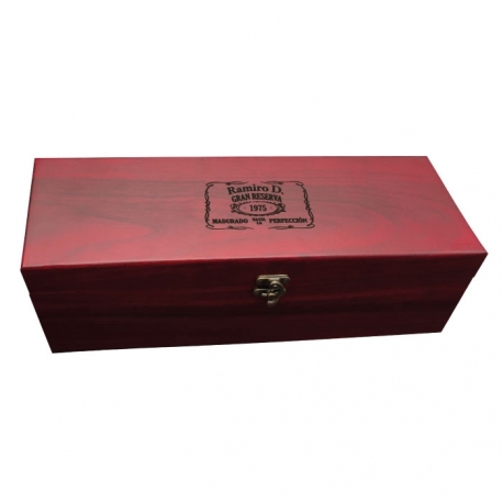 Caja para vino + accesorios - Terminación de madera color caoba - Incluye 4 accesorios y grabado personalizado