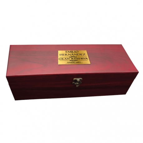 Caja para vino + accesorios - Terminación de madera color caoba - Incluye 4 accesorios y grabado personalizado