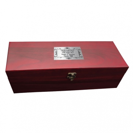 Caja para vino + accesorios - Terminación de madera color caoba - Incluye 4 accesorios y grabado personalizado