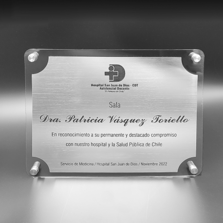 Letrero para oficina de 44,5x29,5 cms con placa metalizada