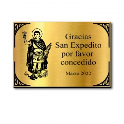 Placa de agradecimiento diseño de San Expedito - Selecciona el tamaño y personaliza como quieras - Incluye grabado láser