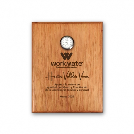 Galvano Madera Nativo con Reloj incrustado 
