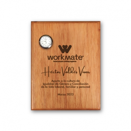 Galvano Madera Nativo con Reloj incrustado 