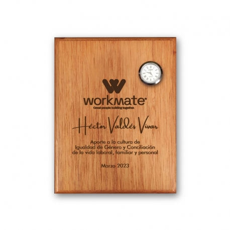 Galvano Madera Nativo con Reloj incrustado 
