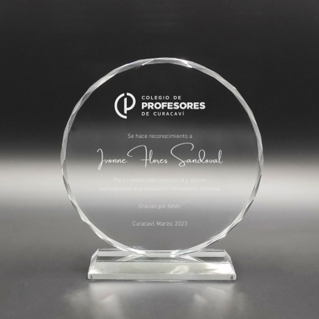 Galvano de cristal Circle L (Grande), Incluye Grabado láser personalizable 