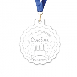 Medalla de Feliz Cumpleaños 15 cms diseño Torta 