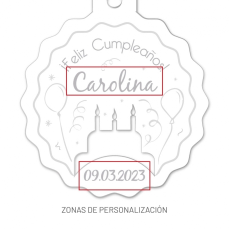 Medalla de Feliz Cumpleaños 15 cms diseño Torta 