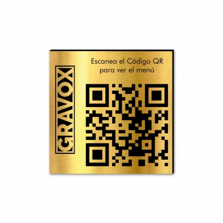 Placa con Código QR para menú de mesa 7 x 7 cm 