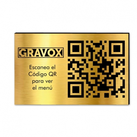 Placa con Código QR menú de mesa 8 x 5 cm