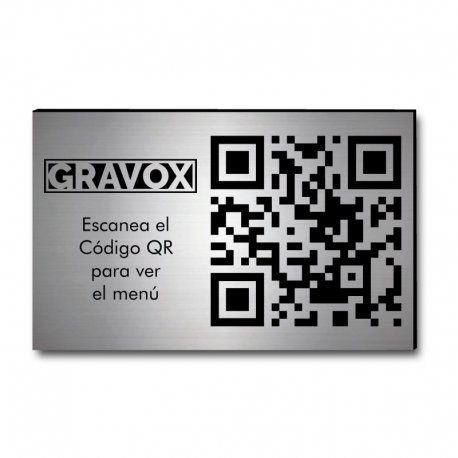 Placa con Código QR menú de mesa 8 x 5 cm