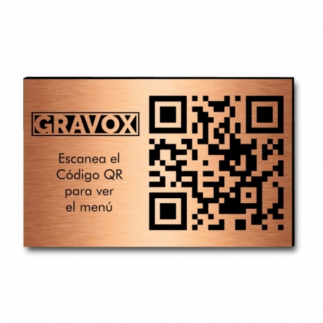 Placa con Código QR menú de mesa 8 x 5 cm