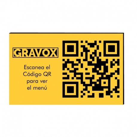 Placa con Código QR menú de mesa 8 x 5 cm