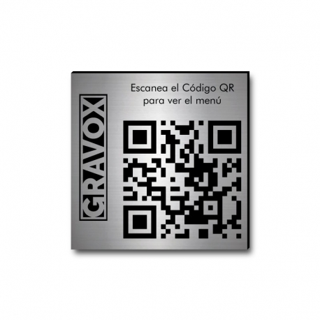 Placa con Código QR para menú de mesa 7 x 7 cm 