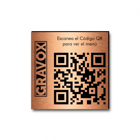 Placa con Código QR para menú de mesa 7 x 7 cm 