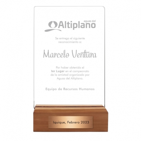 Galvano de Acrílico con base de madera Grande
