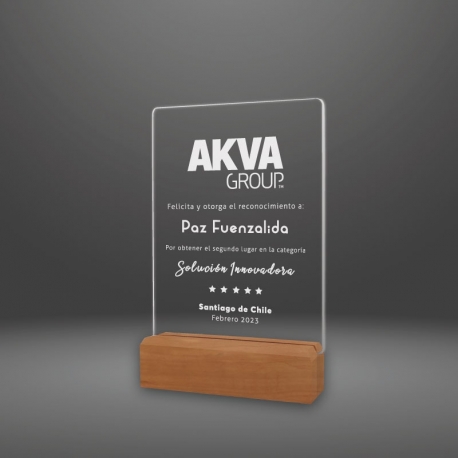 Galvano de Acrílico con base de madera Mediano