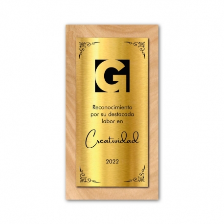 Galvano Cuña Vertical de madera nativa con placa