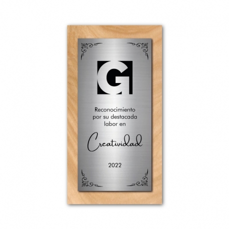 Galvano Cuña Vertical de madera nativa con placa