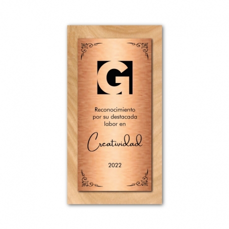 Galvano Cuña Vertical de madera nativa con placa