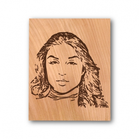 Rostro grabado en media cuña madera 