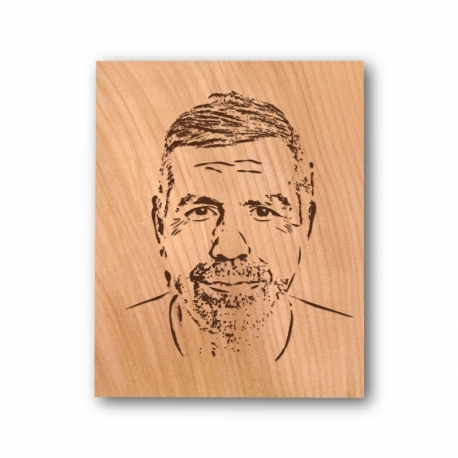 Rostro grabado en media cuña madera 