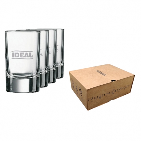 Pack 4 Vasos de Licor Islande 100 cc - incluye tu diseño personalizado con gabado láser y caja de presentación