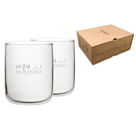 Pack 2 Vasos de Whisky chico Lumina Curvo 280 cc - Incluye diseño personalizado, grabado láser y caja de presentación